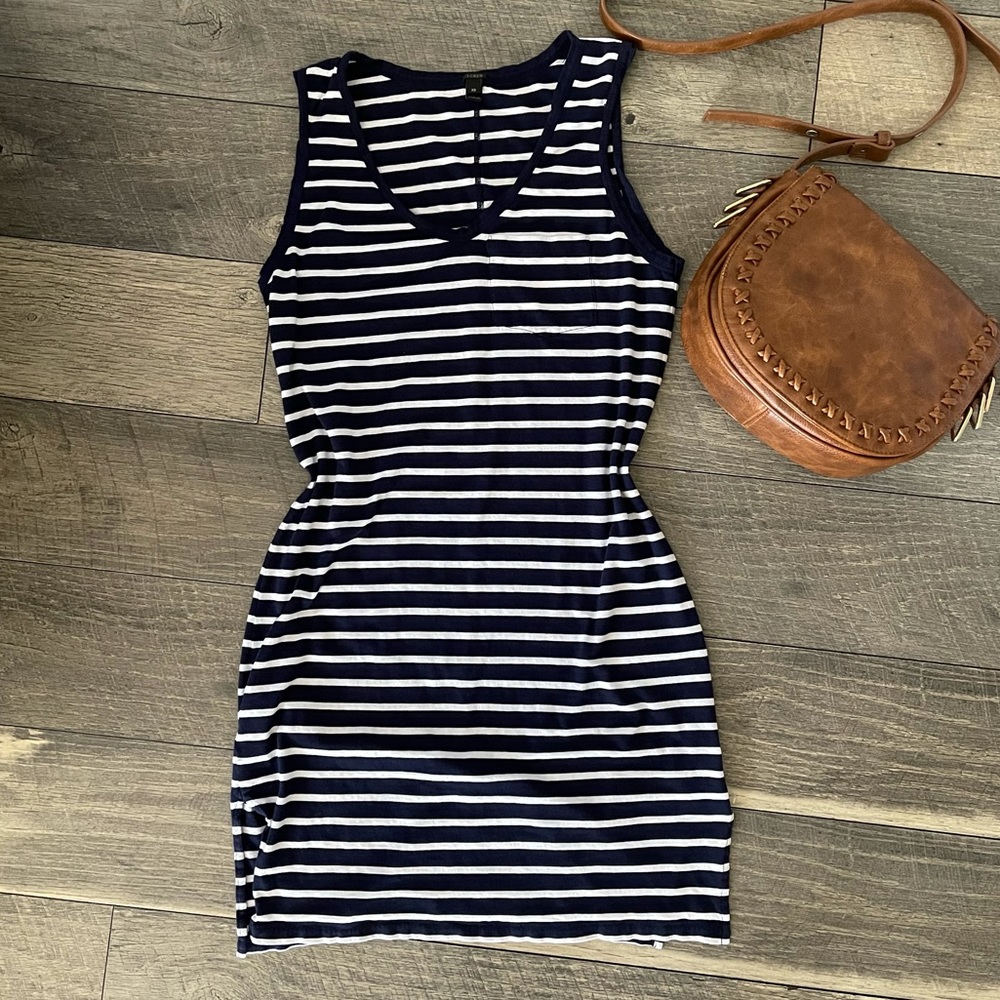 J. Crew Stipped Blue & White Sleeveless Dress Size XS